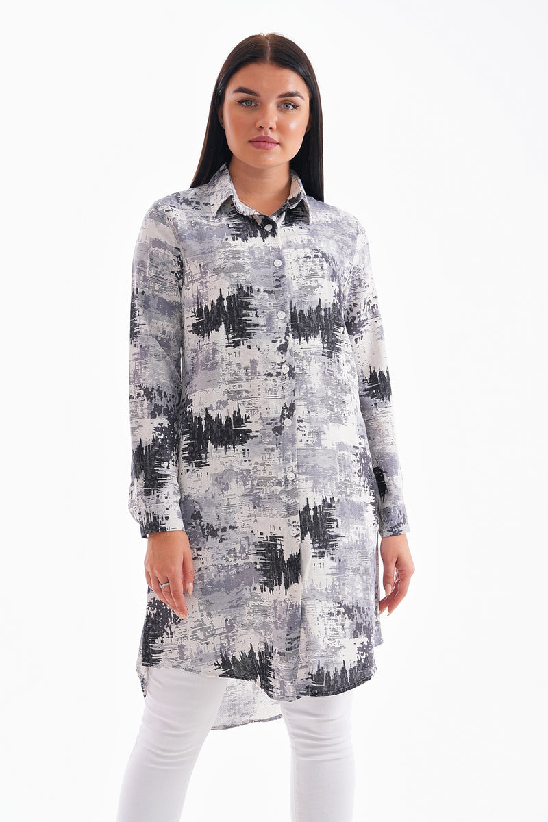 PL Abstract Viscose Tunic Gray