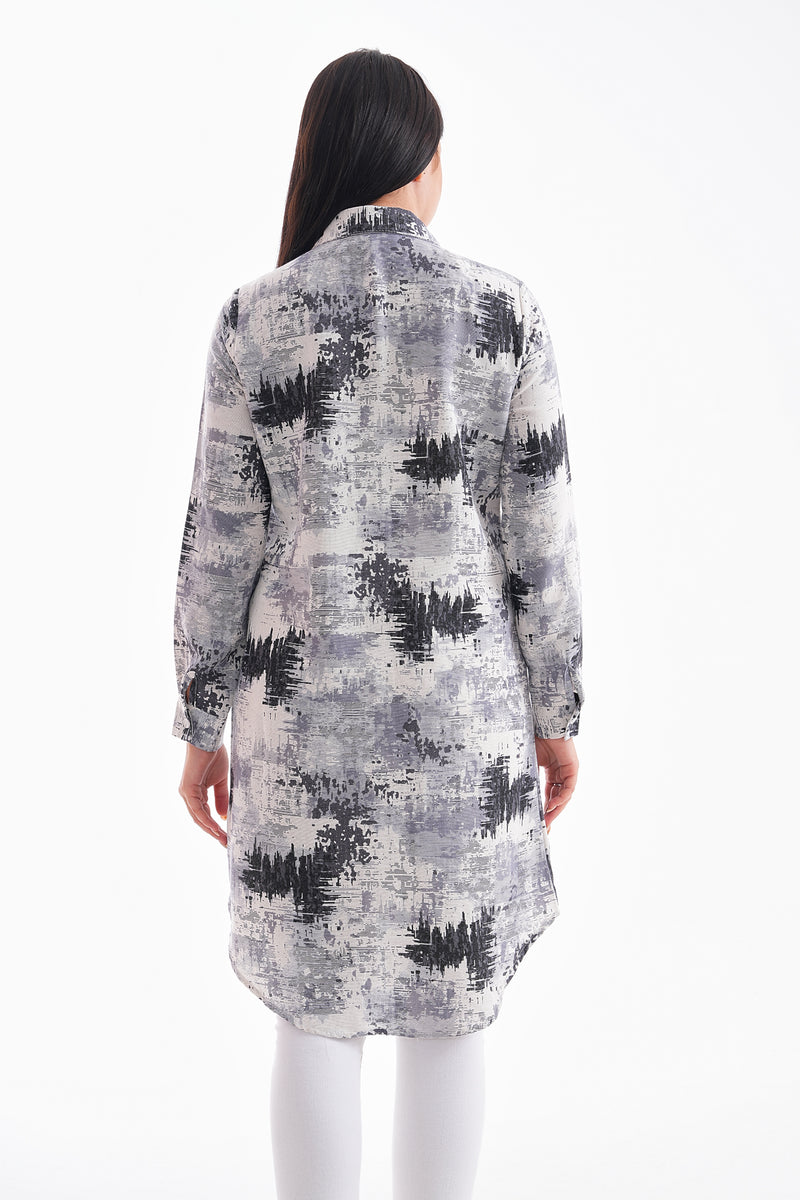 PL Abstract Viscose Tunic Gray