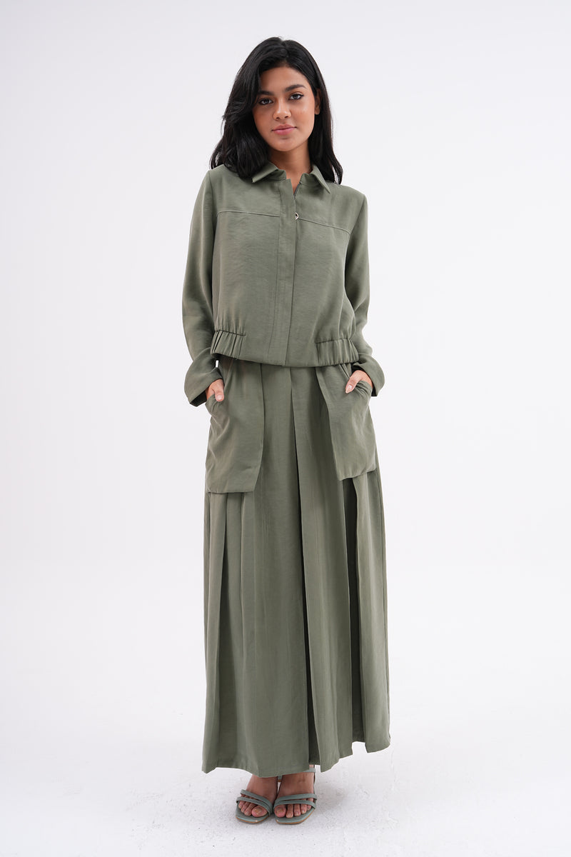 A&W Tencel Skirt Set Green