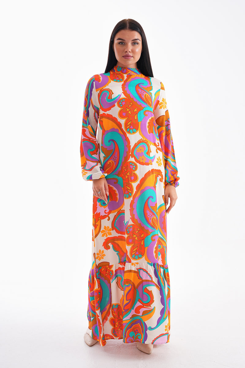 PL Flower Printed Dress Orange