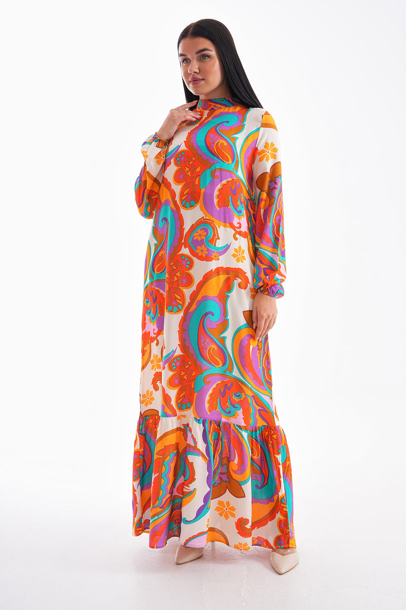 PL Flower Printed Dress Orange