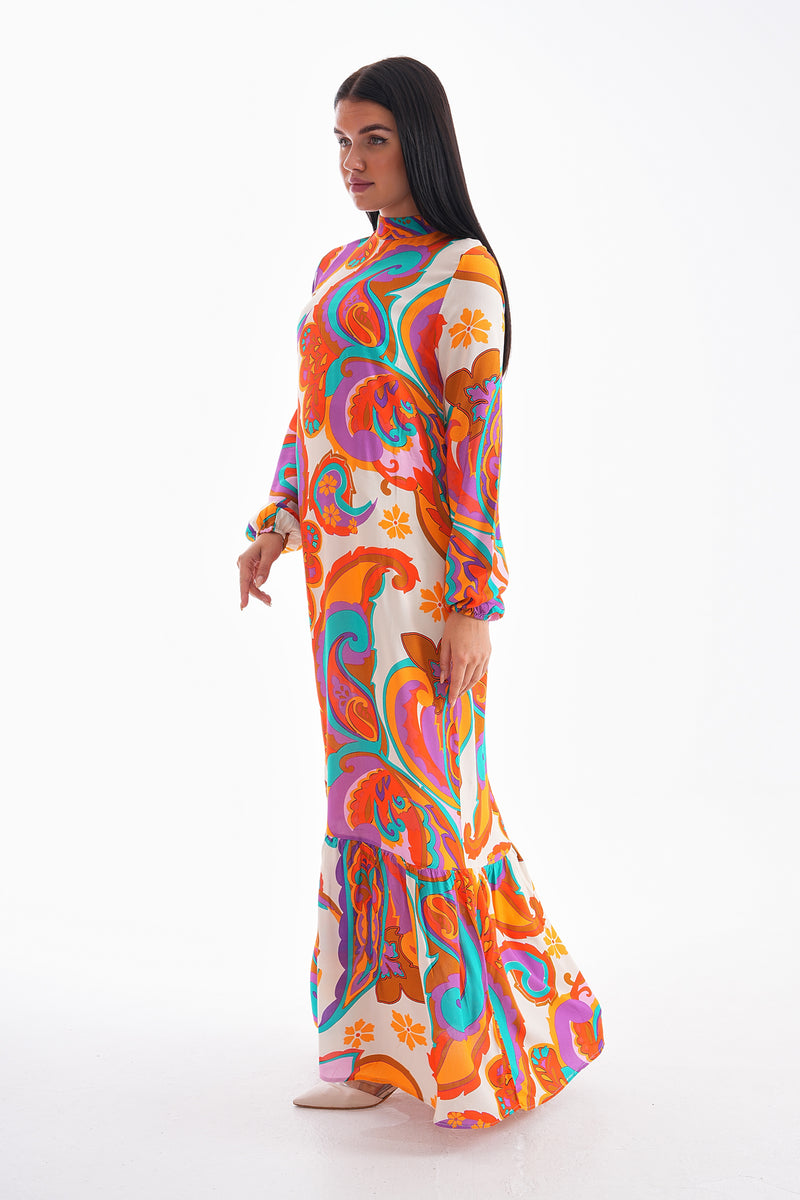 PL Flower Printed Dress Orange