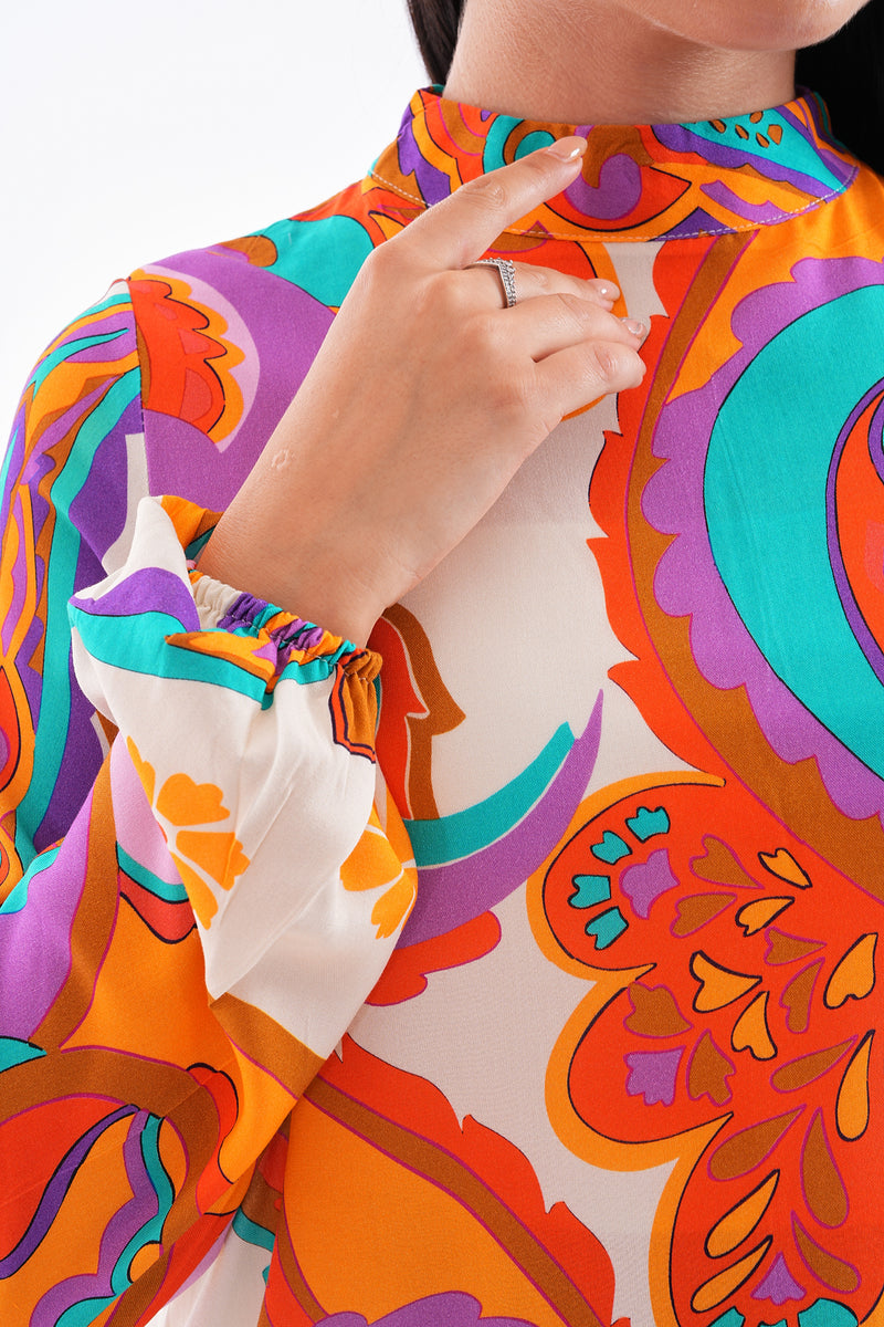 PL Flower Printed Dress Orange