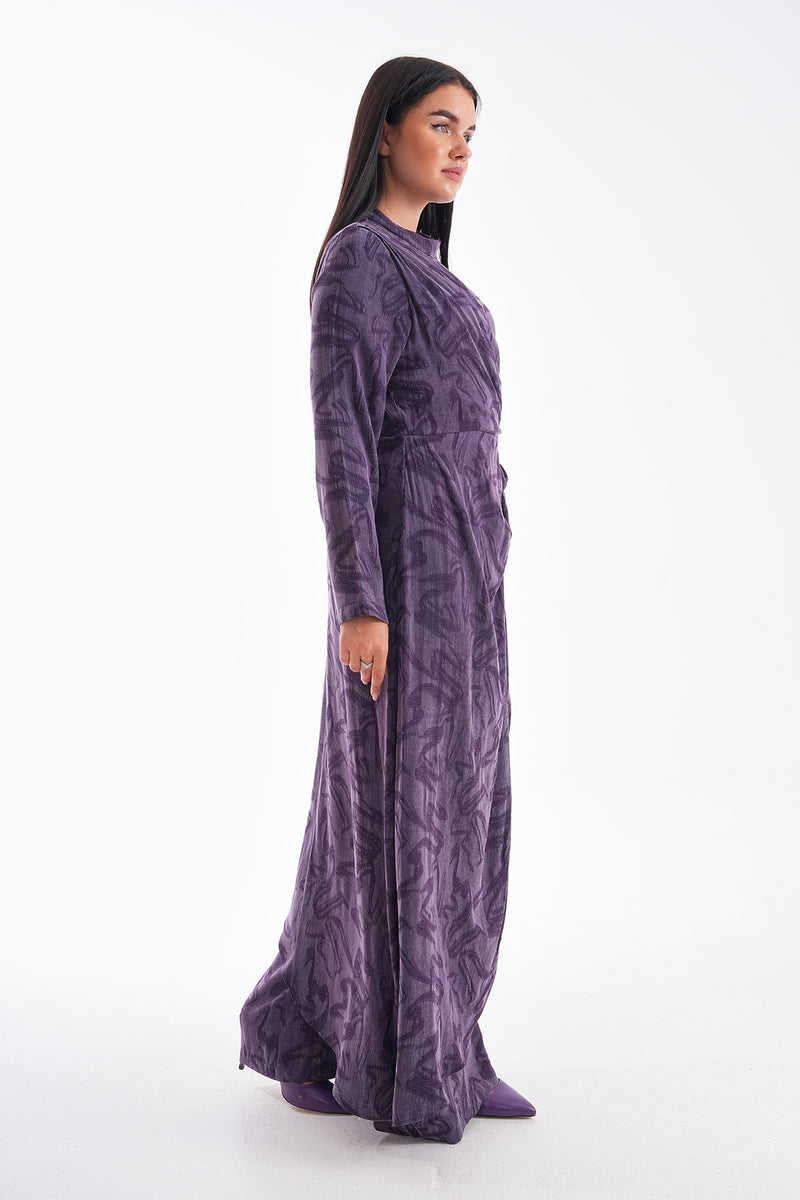 A&W Qupra Silk Printed Jumpsuit Purple