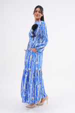 A&W Printed Cotton Dress Blue