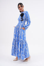 A&W Printed Cotton Dress Blue