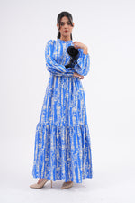 A&W Printed Cotton Dress Blue
