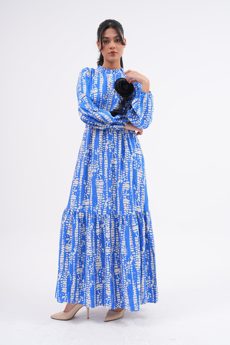 A&W Printed Cotton Dress Blue