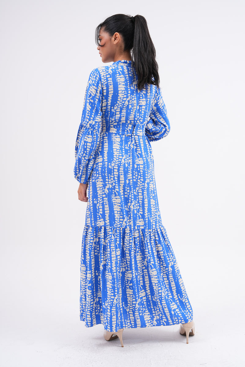 A&W Printed Cotton Dress Blue