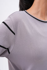 F&O Striped Arm Mercerized Tunic Gray