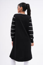 F&O Striped Arm Mercerized Tunic Black