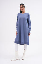 F&O Striped Arm Mercerized Tunic Indigo