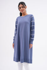 F&O Striped Arm Mercerized Tunic Indigo