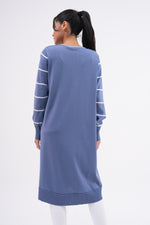 F&O Striped Arm Mercerized Tunic Indigo