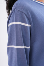 F&O Striped Arm Mercerized Tunic Indigo