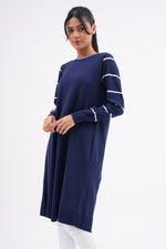 F&O Striped Arm Mercerized Tunic Navy Blue