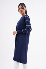 F&O Striped Arm Mercerized Tunic Navy Blue