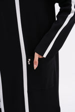 F&O White Line Mercerized Cardigan Black