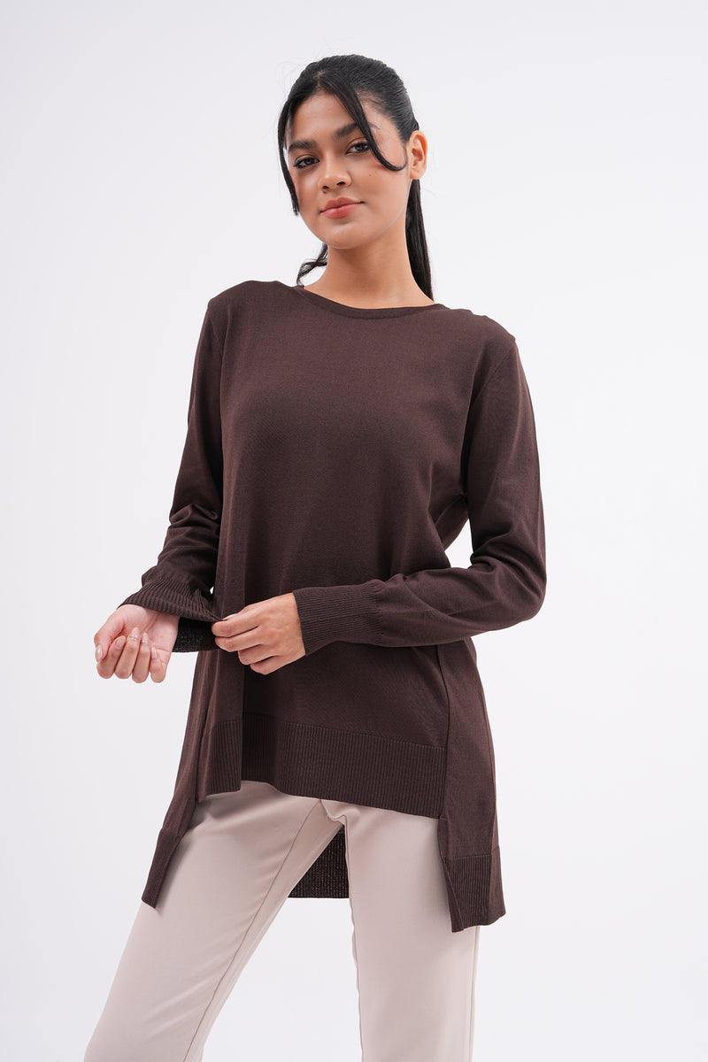 F&O Mercerized Short Tunic Brown