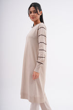 F&O Striped Arm Mercerized Tunic Beige