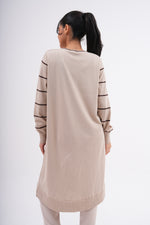 F&O Striped Arm Mercerized Tunic Beige