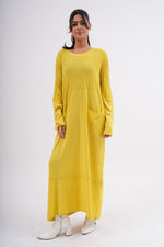 F&O Pocket Dtld Mercerized Dress Yellow