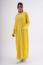 F&O Pocket Dtld Mercerized Dress Yellow