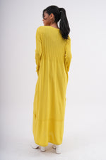 F&O Pocket Dtld Mercerized Dress Yellow