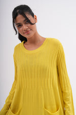 F&O Pocket Dtld Mercerized Dress Yellow