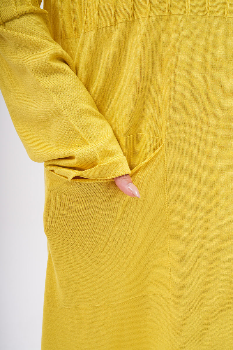 F&O Pocket Dtld Mercerized Dress Yellow