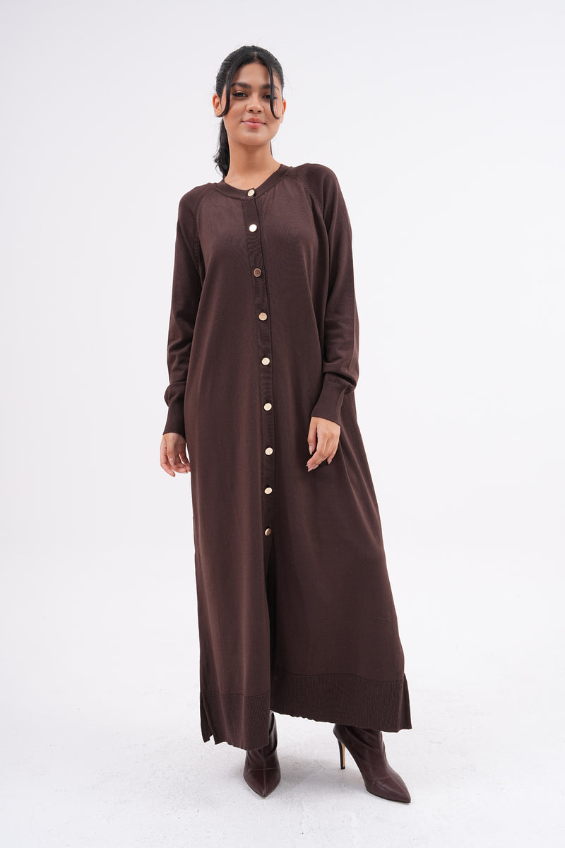 F&O Long Mercerized Cardigan Brown