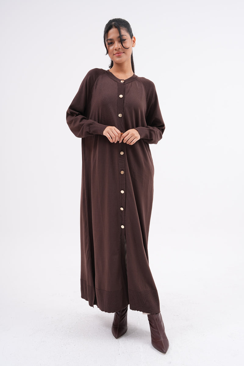 F&O Long Mercerized Cardigan Brown