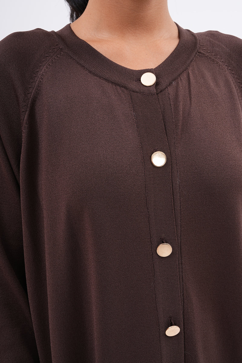 F&O Long Mercerized Cardigan Brown