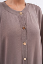 F&O Button Dtld Mercerized Cardigan Milky Coffe