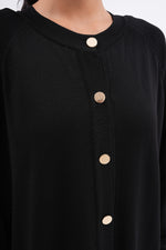 F&O Long Mercerized Cardigan Black