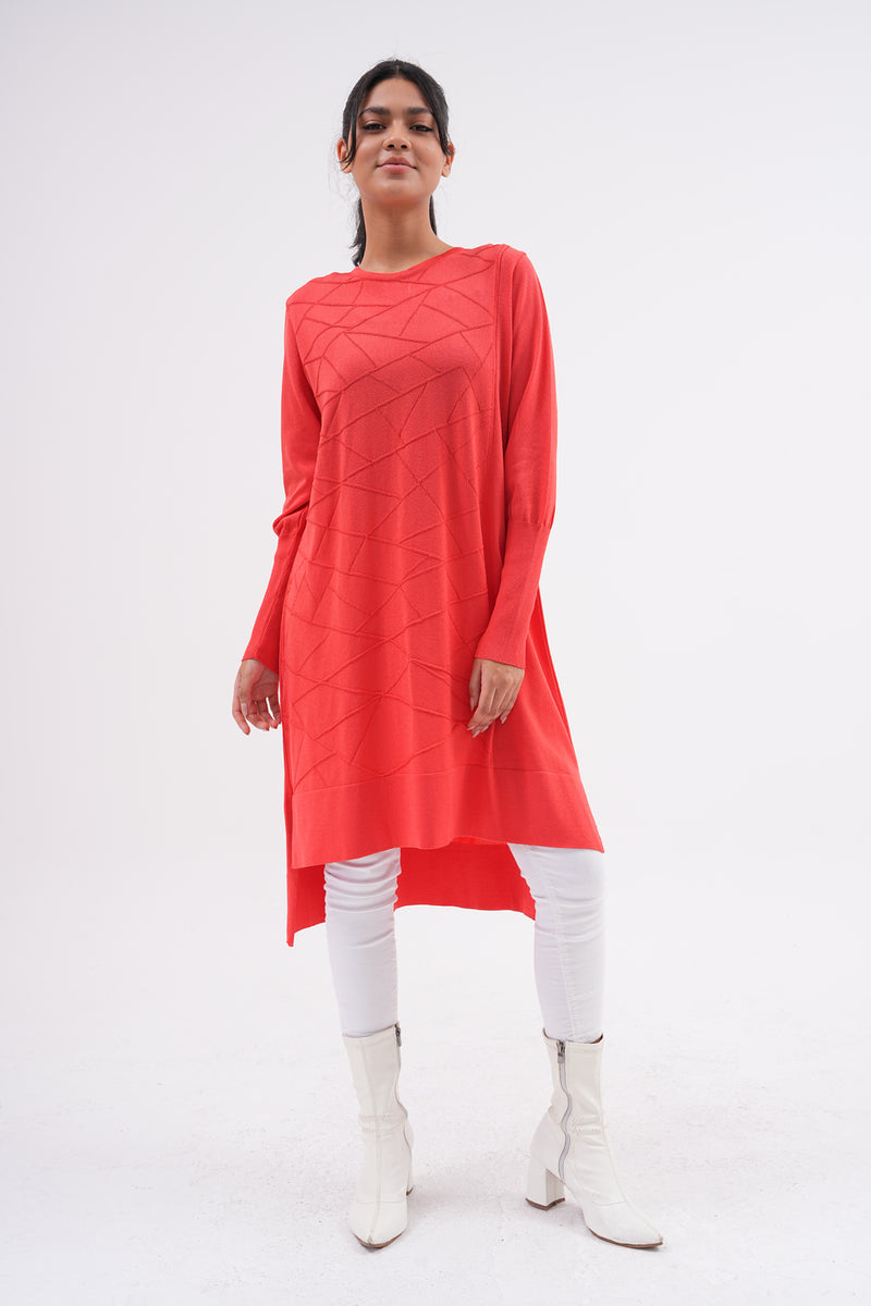 F&O Zigzag Mercerized Tunic Coral