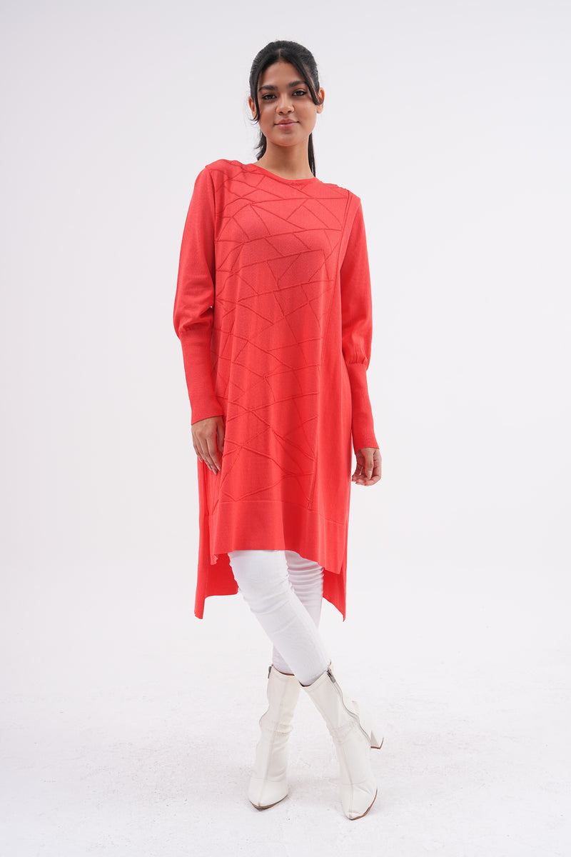 F&O Zigzag Mercerized Tunic Coral