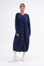 F&O Button Dtld Mercerized Cardigan Navy Blue