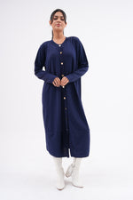 F&O Button Dtld Mercerized Cardigan Navy Blue