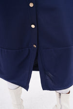 F&O Button Dtld Mercerized Cardigan Navy Blue