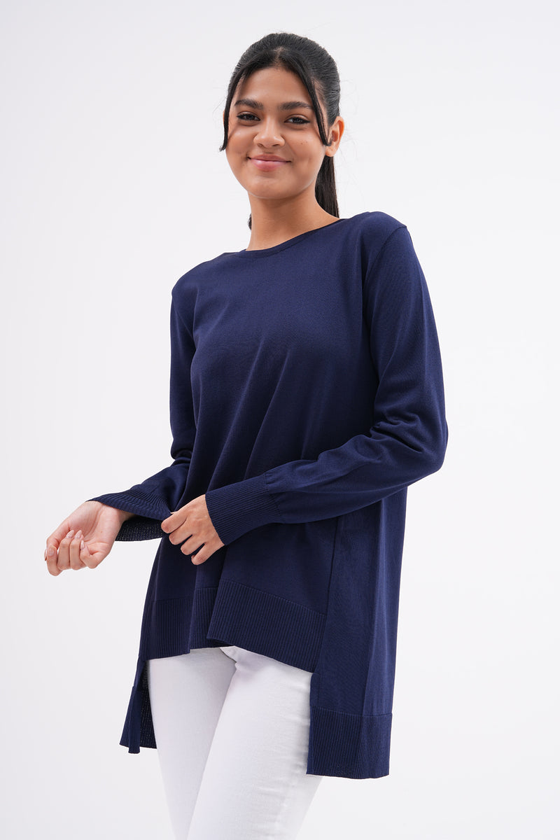 F&O Mercerized Short Tunic Navy Blue