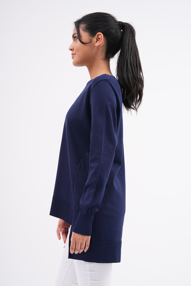 F&O Mercerized Short Tunic Navy Blue