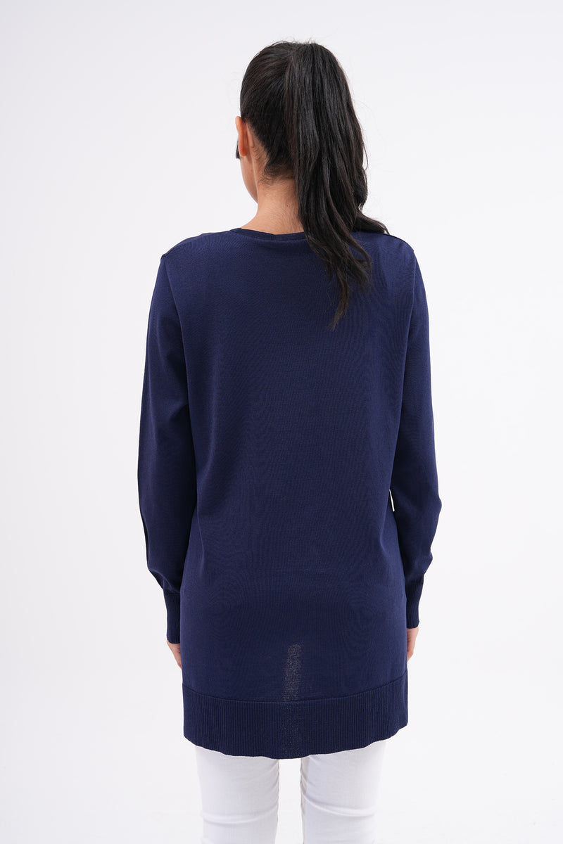 F&O Mercerized Short Tunic Navy Blue