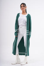 F&O 3 Lines Mercerized Cardigan Green