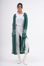 F&O 3 Lines Mercerized Cardigan Green