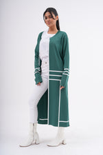 F&O 3 Lines Mercerized Cardigan Green