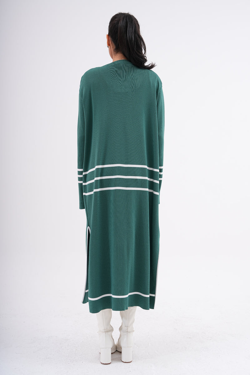 F&O 3 Lines Mercerized Cardigan Green