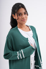 F&O 3 Lines Mercerized Cardigan Green