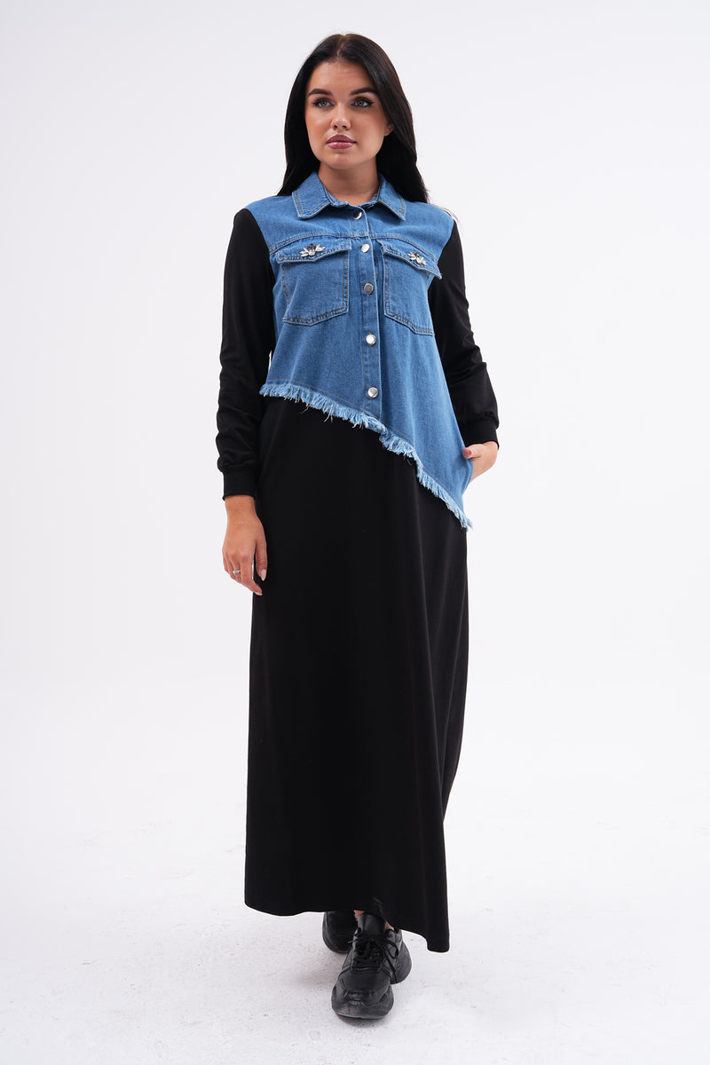 PN Denim Cotton Dress Black