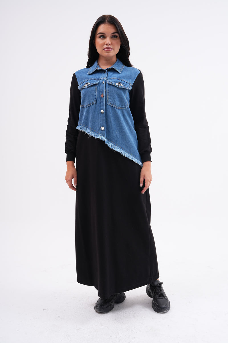 PN Denim Cotton Dress Black